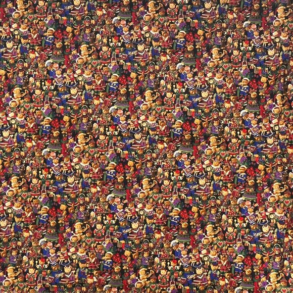 Christmas Tablecloth Card Table Small Teddy Bears Festive Holiday Handmade 41x40 - Picture 2 of 12